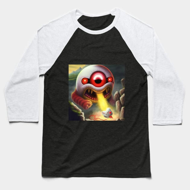 A very fierce Dug and monstrous Dig with red lightning and red eyes Baseball T-Shirt by FoolDesign